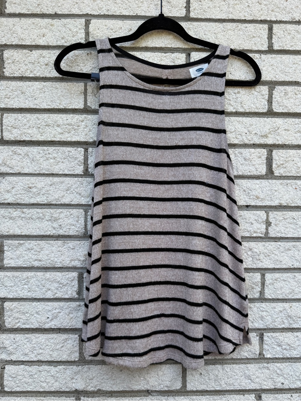 Old Navy Striped Sleeveless Swing Tank Top - Black & Beige